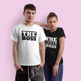 Az Igaz Főnök páros póló – The Boss & The Real Boss, vicces ajándék pároknak